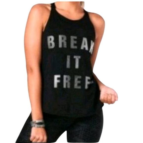 Zumba Womens Racerback Tank Top "Break It Free" Black Glitter Print XS NWT - Picture 1 of 4